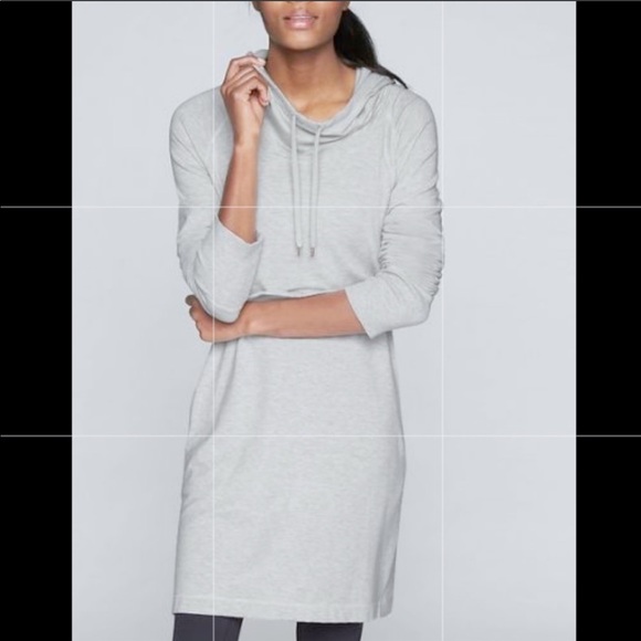 Athleta Hayes Hoodie Dress Light Gray 